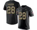 Carolina Panthers #28 Rashaan Gaulden Black Camo Salute to Service T-Shirt