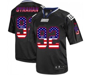 New York Giants #92 Michael Strahan Elite Black USA Flag Fashion Football Jersey
