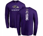 Baltimore Ravens #25 Tavon Young Purple Backer Long Sleeve T-Shirt