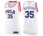 Women's Philadelphia 76ers #35 Clarence Weatherspoon Swingman White Pink Fashion Basketball Jersey