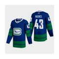 Vancouver Canucks #43 Quinn Hughes 2020-21 Authentic Player Alternate Stitched Hockey Jersey Blue