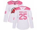 Women New Jersey Devils #25 Mirco Mueller Authentic White Pink Fashion Hockey Jersey