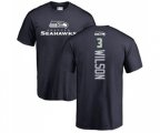 Seattle Seahawks #3 Russell Wilson Navy Blue Backer T-Shirt