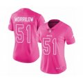 Women Philadelphia Eagles #51 Paul Worrilow Limited Pink Rush Fashion Football Jersey