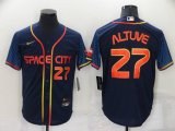 Houston Astros #27 Jose Altuve Number 2022 Navy Blue City Connect Game Stitched Jersey