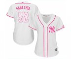 Women's New York Yankees #52 C.C. Sabathia Authentic White Fashion Cool Base Baseball Jersey