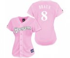 Women's Milwaukee Brewers #8 Ryan Braun Replica Pink Fashion Baseball Jersey