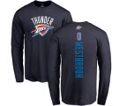Oklahoma City Thunder #0 Russell Westbrook Navy Blue Backer Long Sleeve T-Shirt