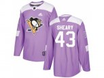 Adidas Pittsburgh Penguins #43 Conor Sheary Purple Authentic Fights Cancer Stitched NHL Jersey
