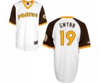 San Diego Padres #19 Tony Gwynn Replica White Throwback Baseball Jersey
