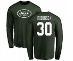 New York Jets #30 Rashard Robinson Green Name & Number Logo Long Sleeve T-Shirt
