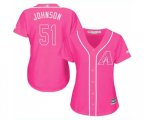 Women's Arizona Diamondbacks #51 Randy Johnson Authentic Pink Fashion Baseball Jersey