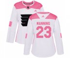 Women Adidas Philadelphia Flyers #23 Brandon Manning Authentic White Pink Fashion NHL Jersey