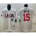 USA Baseball #15 Bobby Witt Jr Number 2023 White World Baseball Classic Replica Stitched Jerseys