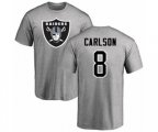 Oakland Raiders #8 Daniel Carlson Ash Name & Number Logo T-Shirt