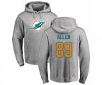 Miami Dolphins #89 Dwayne Allen Ash Name & Number Logo Pullover Hoodie