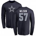 Dallas Cowboys #57 Damien Wilson Navy Blue Name & Number Logo Long Sleeve T-Shirt