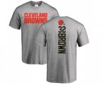 Cleveland Browns #32 Jim Brown Ash Backer T-Shirt