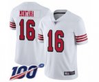 San Francisco 49ers #16 Joe Montana Limited White Rush Vapor Untouchable 100th Season Football Jersey