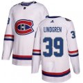 Montreal Canadiens #39 Charlie Lindgren Authentic White 2017 100 Classic NHL Jersey