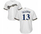 Milwaukee Brewers Tyler Saladino Replica White Home Cool Base Baseball Player Jersey