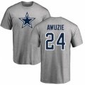 Dallas Cowboys #24 Chidobe Awuzie Ash Name & Number Logo T-Shirt