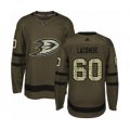 Anaheim Ducks #60 Jackson Lacombe Authentic Green Salute to Service Hockey Jersey