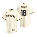 Nike Milwaukee Brewers #18 Keston Hiura Cream Home Stitched Baseball Jersey