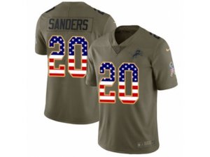 Detroit Lions #20 Barry Sanders Limited Olive USA Flag Salute to Service NFL Jersey