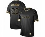 Miami Marlins #28 Bryan Holaday Authentic Black Gold Fashion Baseball Jersey