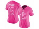 Women Green Bay Packers #15 Bart Starr Limited Pink Rush Fashion NFL Jersey