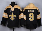 New Orleans Saints #9 Drew Brees gold-black[pullover hooded sweatshirt]