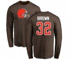Cleveland Browns #32 Jim Brown Name & Number Logo Long Sleeve T-Shirt