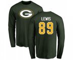 Green Bay Packers #89 Marcedes Lewis Green Name & Number Logo Long Sleeve T-Shirt
