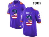 2016 US Flag Fashion Youth Clemson Tigers Artavis Scott #3 College Football Limited Jersey - Purple