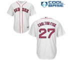 Boston Red Sox #27 Carlton Fisk Replica White Home Cool Base Baseball Jersey