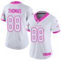Women Denver Broncos #88 Demaryius Thomas Limited White Pink Rush Fashion NFL Jersey