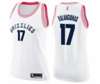 Women's Memphis Grizzlies #17 Jonas Valanciunas Swingman White Pink Fashion Basketball Jersey