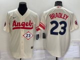 Los Angeles Angels #23 Archie Bradley Number Cream 2022 City Connect Cool Base Stitched Jersey