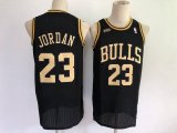 Chicago Bulls #23 Jordan Black gold Throwback 2021 NBA Jersey