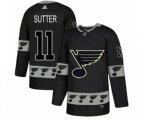 St. Louis Blues #11 Brian Sutter Authentic Black Team Logo Fashion NHL Jersey