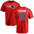 New England Patriots #10 Josh Gordon Red Name & Number Logo T-Shirt