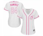 Women's Cleveland Indians #24 Manny Ramirez Replica White Fashion Cool Base Baseball Jersey
