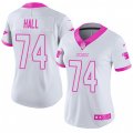 Women Carolina Panthers #74 Daeshon Hall Limited White Pink Rush Fashion NFL Jersey