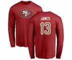 San Francisco 49ers #13 Richie James Red Name & Number Logo Long Sleeve T-Shirt