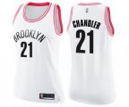 Women's Brooklyn Nets #21 Wilson Chandler Swingman White Pink Fashion Basketball Jersey