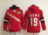 Women Chicago Blackhawks #19 Jonathan Toews Red pullover hooded