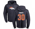 Denver Broncos #30 Terrell Davis Navy Blue Name & Number Logo Pullover Hoodie