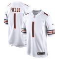 Chicago Bears #1 Justin Fields White 2021 NFL Draft First Round Pick Game Jersey