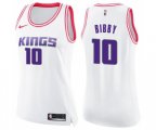 Women's Sacramento Kings #10 Mike Bibby Swingman White Pink Fashion Basketball Jersey